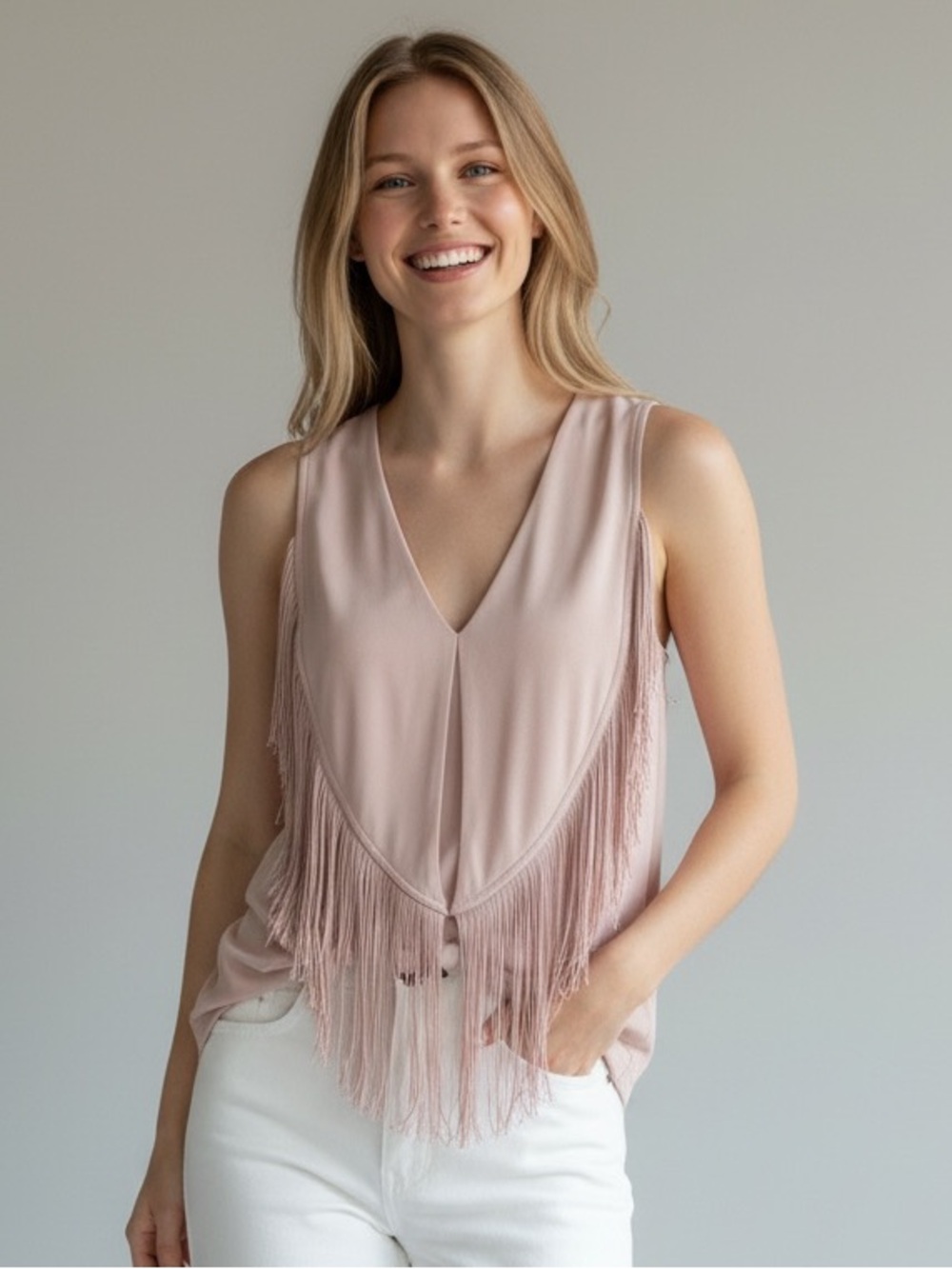 Banana Republic‎ Womens Tiered Fringe Tank Shirt Small